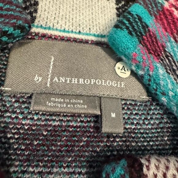 Anthropologie Rosetta Sweater Jacket Plaid M Office Career Boho Blazer Warm FLAW - Picture 6 of 12